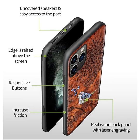 Carveit Wooden Bird Design protective IPhone Case for IPhone 11 Pro - Picture 5 of 5